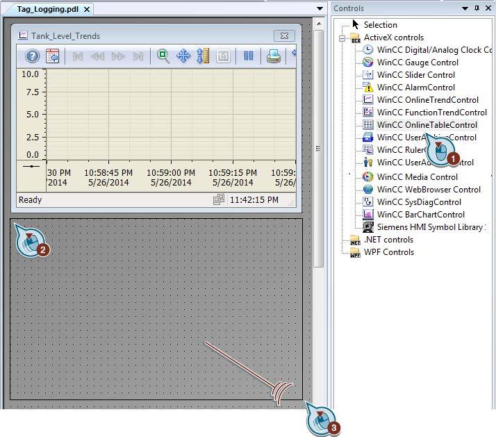 Archiving and displaying values 6.7 Configuring the Process Screen Procedure 1. Insert the "Control" object into the "Tag_Logging.pdl" process picture.