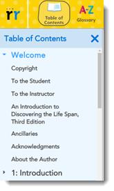 3. In the Table of Contents, you can: Click the arrow icon to expand or collapse a section, unit, or chapter. Click a section, unit, or chapter title to open it in the reading pane. 3.