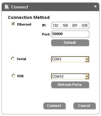2. Click the Connect button. The Connect screen appears as shown in Figure 7. Figure 7: Connect Screen 3.