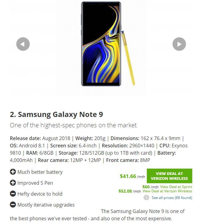 Phones Samsung Galaxy Note 9 Exynos 9810 6-8GB RAM 128-512GB 6.