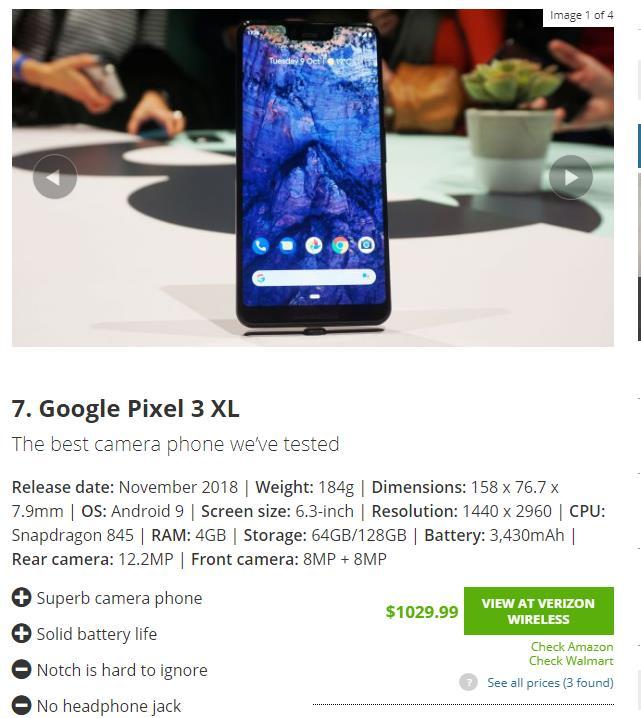 Phones Google Pixel 3 XL Snapdragon 845 4GB RAM 64-128GB 6.