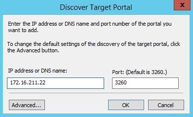 8. Discover Target Portal dialog appears.