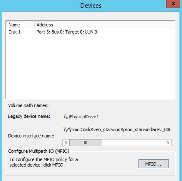 Multipath Configuration 1. Configure the MPIO policy for each device specifying localhost (127.0.0.1) as the active path.