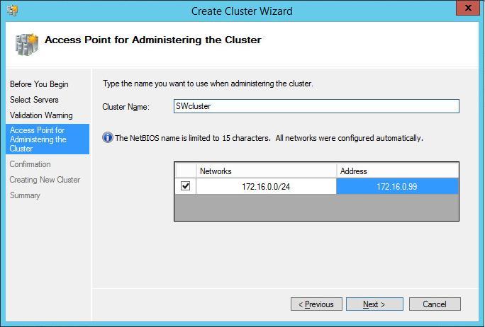 10. Validate the configuration by passing the cluster validation tests: select Yes Click Next to continue. 11. Specify a cluster name.