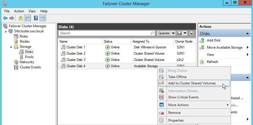 Configuring and Managing Scale-Out File Server To make the Scale-Out File Server Highly Available you must have at least one accessible storage configured in the form of a CSV-volume. 1.
