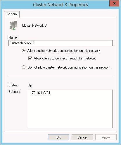 Configuring Cluster Networks Settings 1. Go to Cluster->Networks. 2.