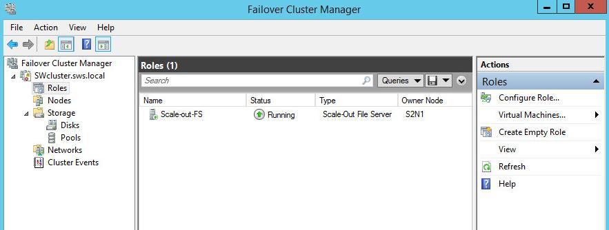 8. The Failover Cluster Manager window should