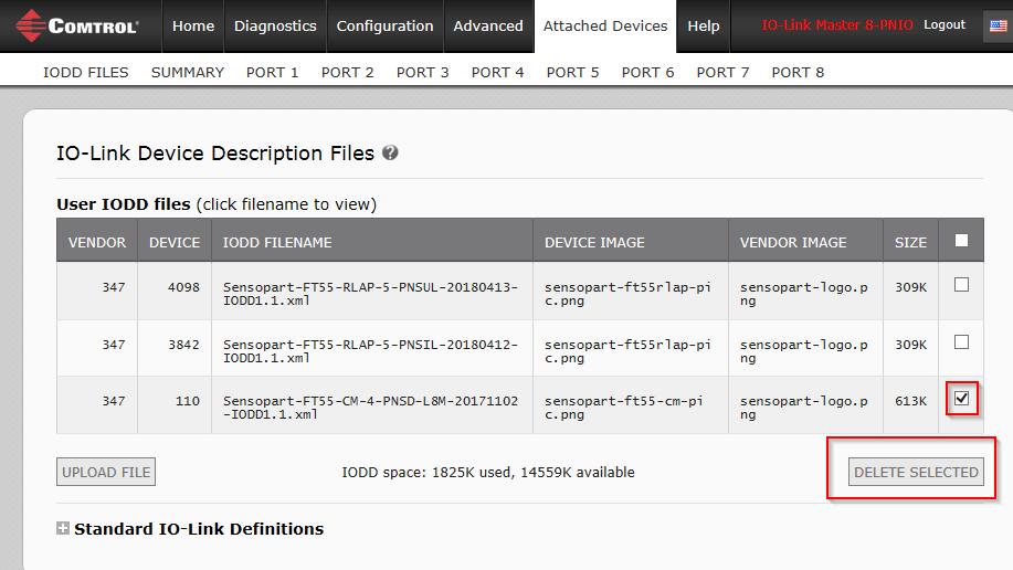 7.1.5. Deleting IODD Files Use the following procedure to delete an IODD file set from the IOLM. 1.