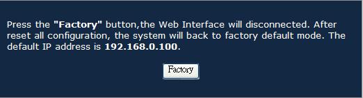 Figure 4-14 Configuration restore screen Factory Reset The Factory Reset button can reset the Industrial PoE Switch back to the factory