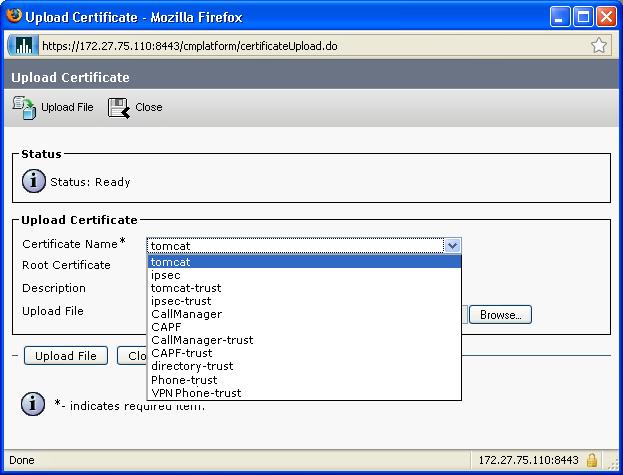 Use the Certificate Management GUI on the OS Administration page to upload the VPN certificates to a new VPN