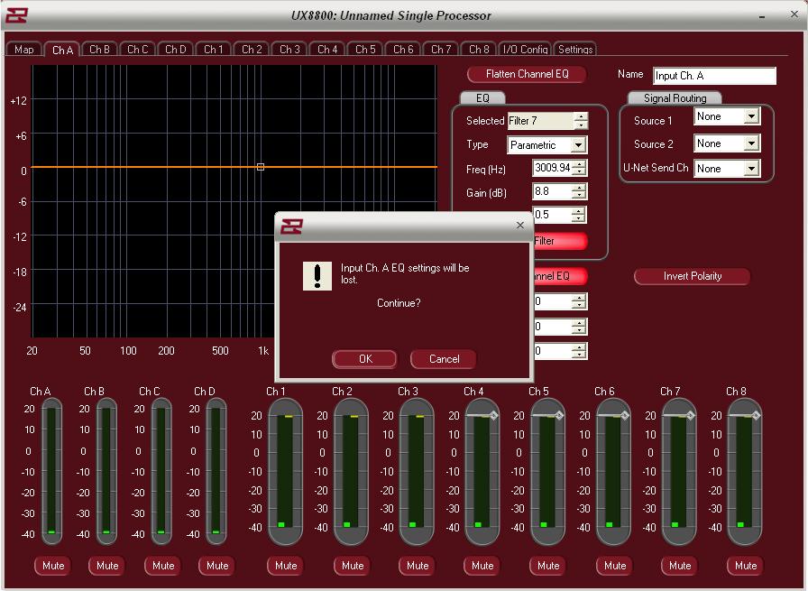 Bypass the selected filter by clicking the Bypass Filter button. Bypass ALL EQ s by clicking on the Bypass Channel EQ button. The entire EQ set can be returned to flat with a couple of simple clicks.