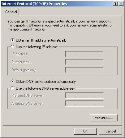 3) By default, most computers will already have the Obtain an IP address automatically checkbox checked. If not check it.