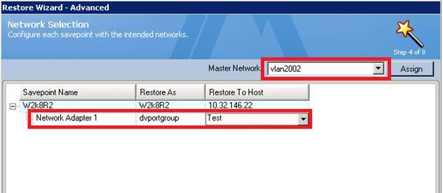 Step 1. For each VM: In the Restore To Host column, select the host to which the VM should be restored, or select the host to which all VMs should be restored from the Master Host drop-down.
