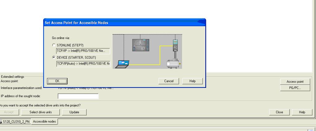 Step 4 - Compile and download Communication interface via Ethernet (2) Sinamics If the