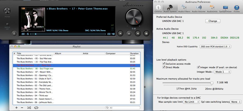 Configuring a player under Apple OSX: Audirvana Audirvana is a latest generation player which allows for listening to DSD files with