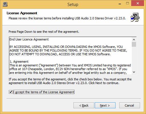 Figure 3 The user must accept the license agreement terms by clicking on the checkbox in the lower left of the window, as shown in Figure 3,