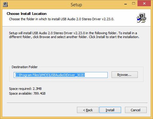 Figure 4 Once the installation path is chosen or confirmed, the user needs to click the Install button to proceed with the driver and