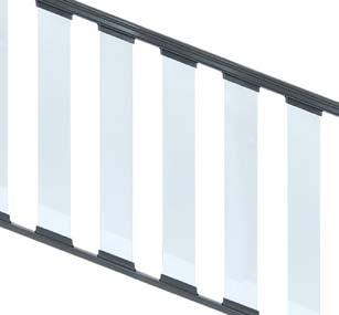 Solutions Glass Stair Rail Kits Glass Stair Kit Includes: A. 1-2 x 2-3/4 Sculpted Top Rail B. 1-1 x 1-7/16 Bottom Rail C.