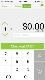 How do I manually add an item to checkout? 1. Touch the Manual tab at the top of the screen to switch into Manual mode. 2. To set a price for the item, type in the item price.
