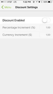 How do I modify discount settings and specify a dicount for a transaction? 1.