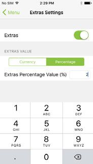 Specify whether the extra charge should be a flat amount by selecting Currency or a percentage