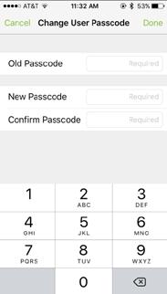 Passcode link on the app unlock screen,