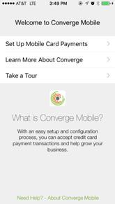 How do I set up Converge Mobile during first-time use? 1.