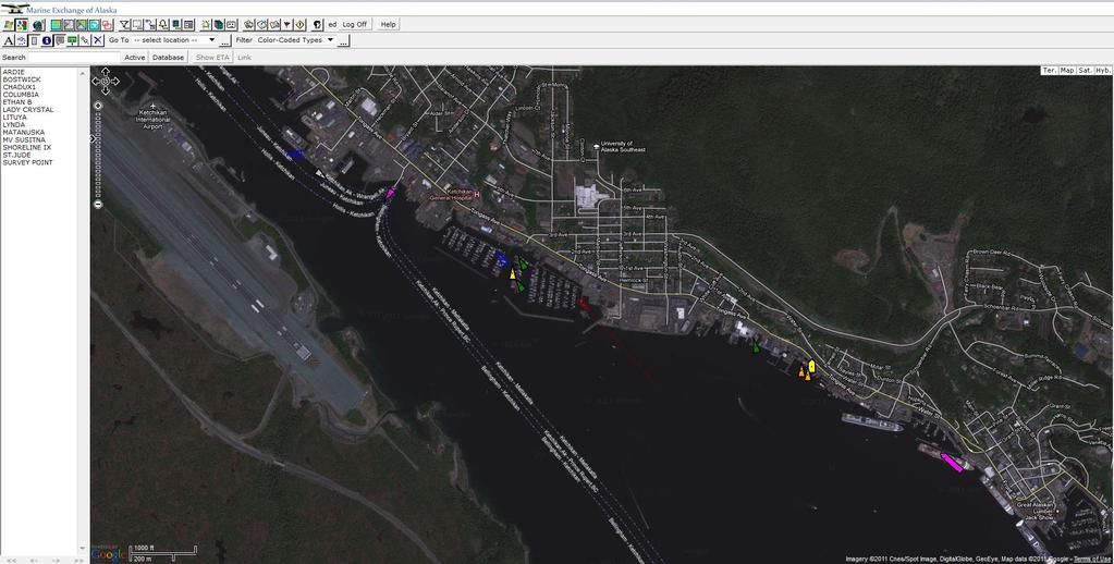 Display Options: Google Maps Hybrid Hybrid satellite and street map displays,
