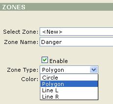 Zone Types 34 In addition to the Polygon Zone Type, there is also Circle, Line L, and Line R.