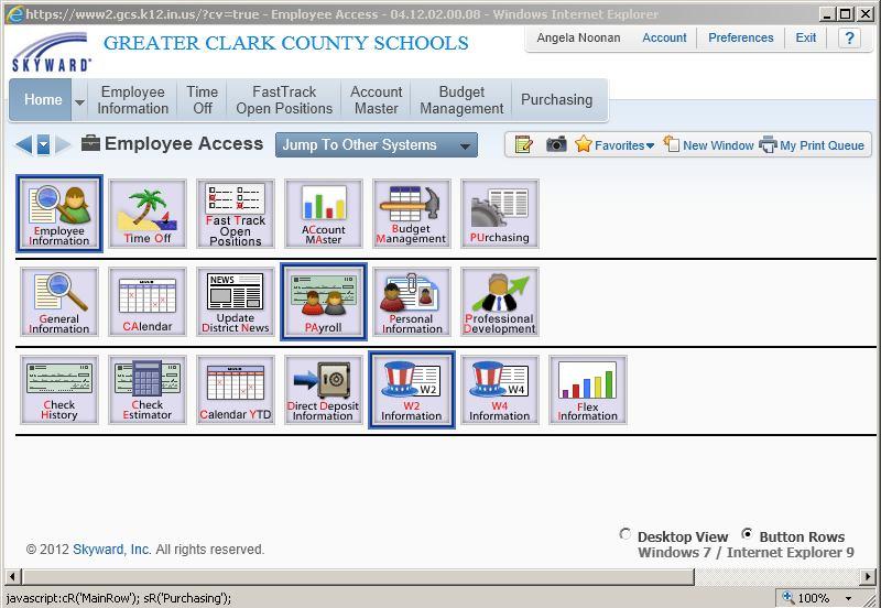 The format for the Skyward Employee Access website has been updated. In the near future, they will stop using icons/buttons (pictures) to navigate the software.