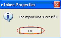 A confirmation message is displayed if the import is successful.