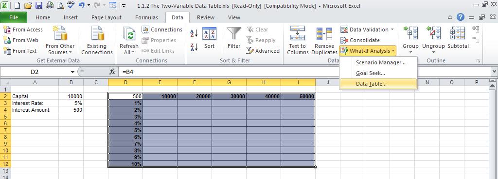 5. Data Table Data Tables are a tool used frequently in Excel models to track how small changes in inputs affect the results of formulas in your model that are dependent on those inputs.
