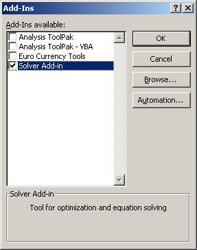 In the Add-Ins available box, select the Solver