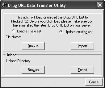 Utilities Utilities Miscellaneous Drug URL Data Transfer Utility A new Utility Drug URL Data Transfer Utility has been added under miscellaneous submenu in Utilities.