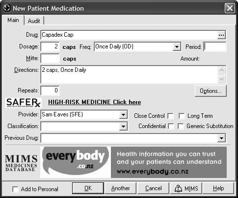 Clinical Module Clinical New Patient Medication When you search for a drug which is