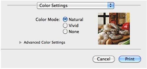 Tlač a faxovanie Color Settings (Nastavenia farby) Položka Farba je upravená tak, aby sa dosiahol čo najväčší farebný súlad s monitorom Macintosh.