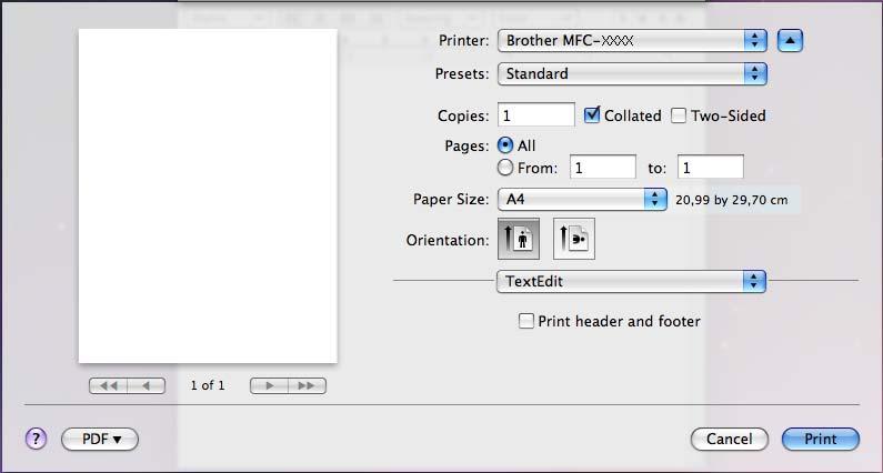 Tlač a faxovanie Posielanie faxov Môžete odoslať fax priamo z aplikácie systému Macintosh. a Vytvorte dokument v aplikácii systému Macintosh. b V aplikácii (napr.