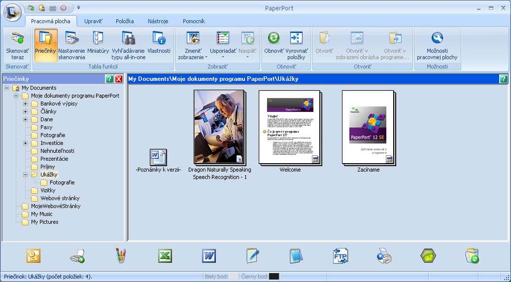 Skenovanie Použitie aplikácie ScanSoft PaperPort 12SE s funkciou OCR od spoločnosti NUANCE Program ScanSoft PaperPort 12SE podporuje iba operačné systémy Windows XP (SP3 alebo vyšší), XP Professional