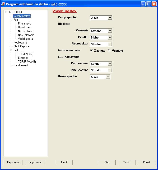 4 Diaľkové nastavenie Diaľkové nastavenie Program Diaľkové nastavenie umožňuje konfigurovať mnohé nastavenia zariadenia pomocou aplikácie systému Windows.