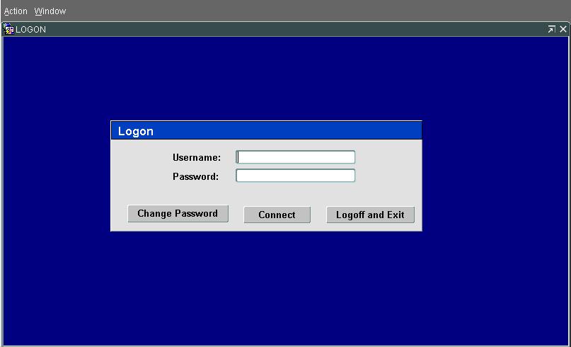Change Password To change your password, click on the Change Password button from the Logon window. The Change Password dialog box will display.