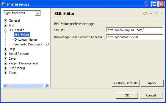 Figure 6: The BML Editor Preferences dialog 5.