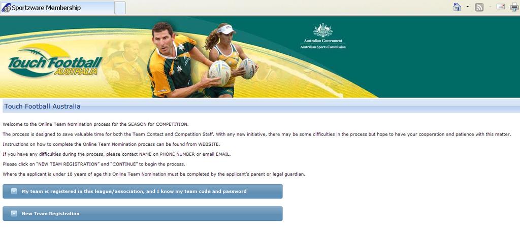 Touch Football Australia (TFA) will be continuing to use an online registration system for TFA Competitions.