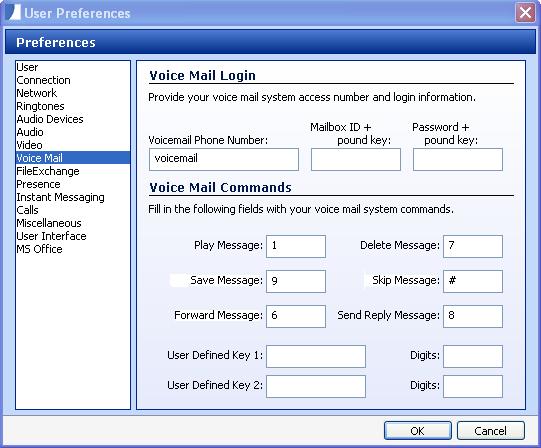 Setting Up Voice Mail To set up your network-based voice mail access: 1. Select Multimedia > Preferences. 2. Select the Voice Mail list item. 3.