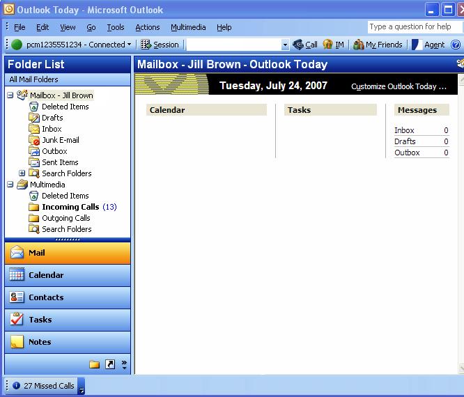 Personal Communication Manager Overview Multimedia Toolbar Presence Indicates user identification and status. Session Click to open a New Session window to initiate a voice conversation.