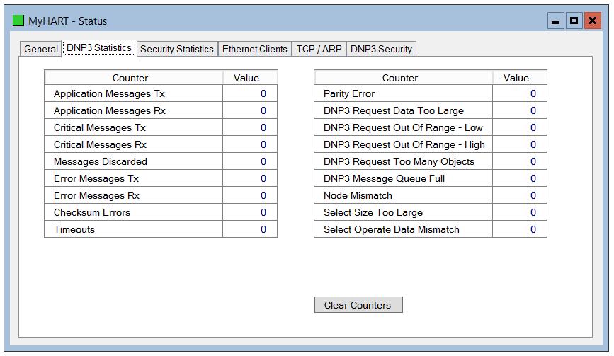 Diagnostics 5.2.2. DNP3 The DNP3 Statistics and DNP3 Security Statistics are displayed if either of the two DNP3 protocols have been configured. Figure 5.