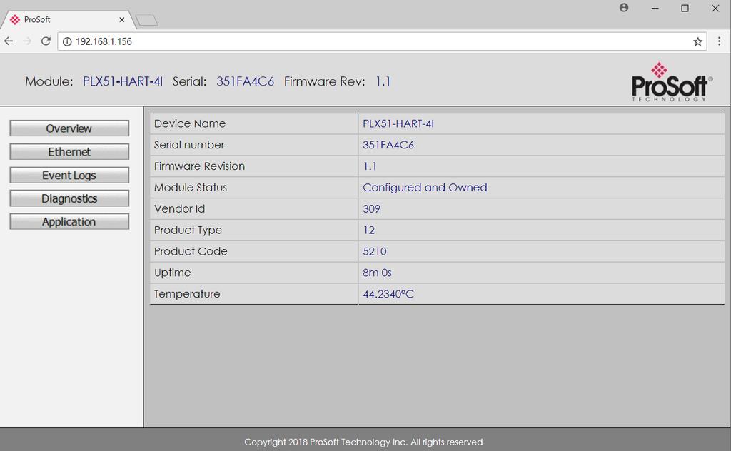 Diagnostics 5.7. WEB SERVER The PLX51-HART-4I provides a web server allowing a user without the PLX50 Configuration Utility or RSLogix 5000 to view various diagnostics of the module.