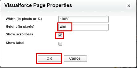 9.7. In the Properties window, change Height to 400, check box for Show scrollbars and click OK. 9.