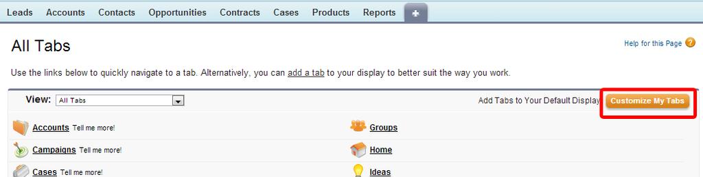 7.2. Click "Customize My Tabs" (button positioned in the right side) 7.3.