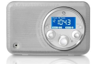 Solo-II AM/FM tuner & alarm clock High contrast LCD display Interchangeable metal perforated grille Rotating front control surface