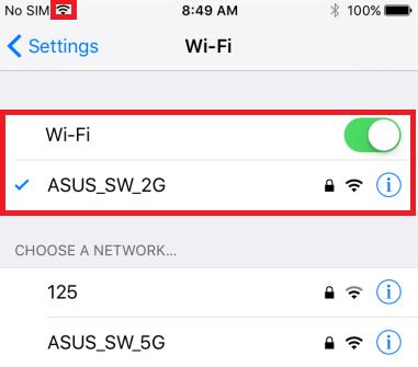 2) Connect to Wi-Fi in the setting menu of the iphone /